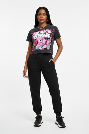 "I'm Rich B****" Washed Crop Top