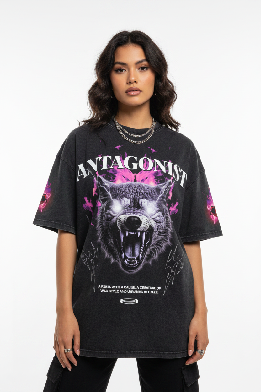 "Antagonist" Oversized Washed T-Shirt