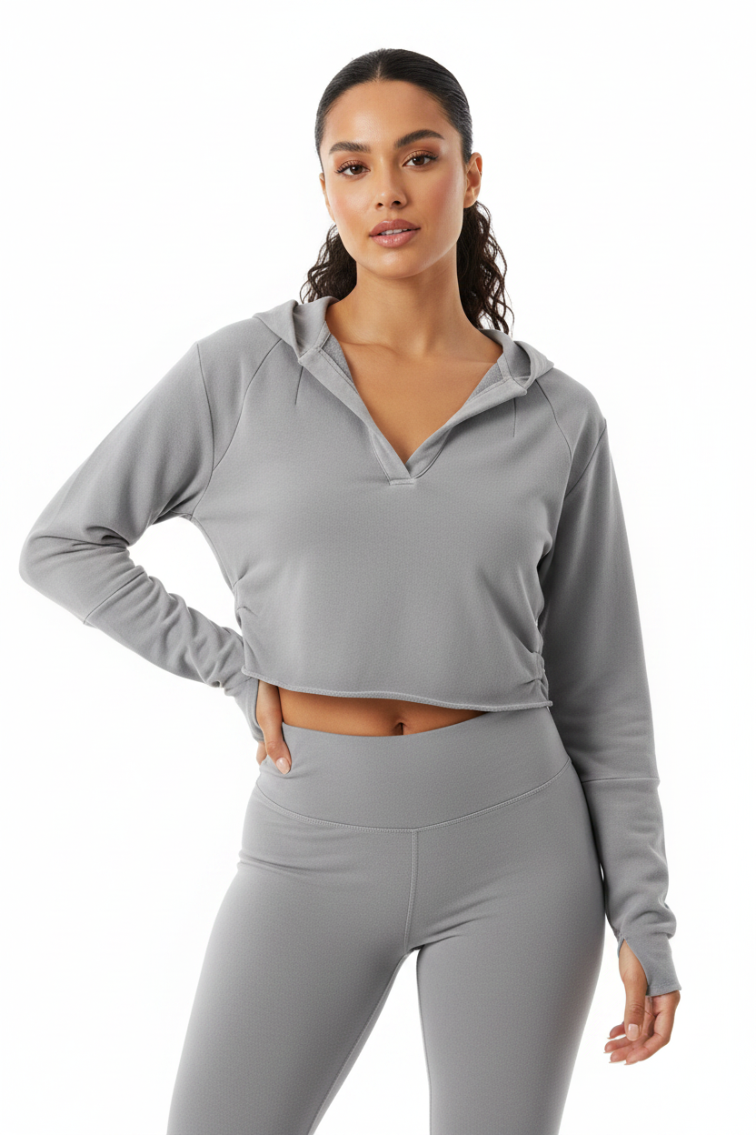 "BLAQ" Washed Cropped Hoodie