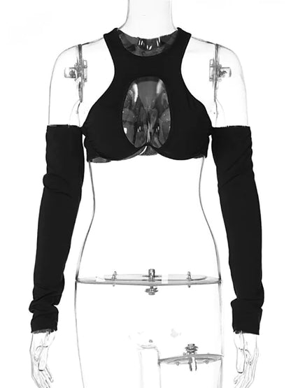 Y2K Sexy Hollow Out Crop Corset Top