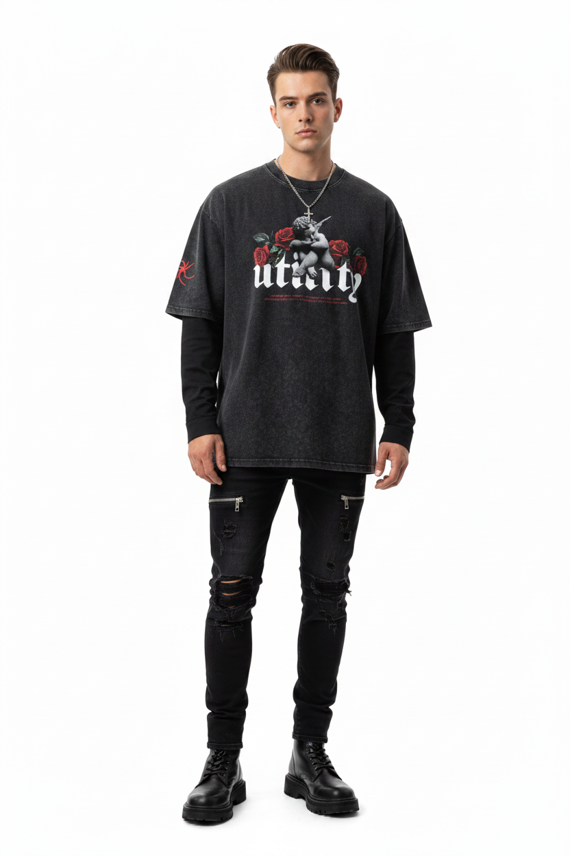 "UTILIN" Oversized Washed T-Shirt