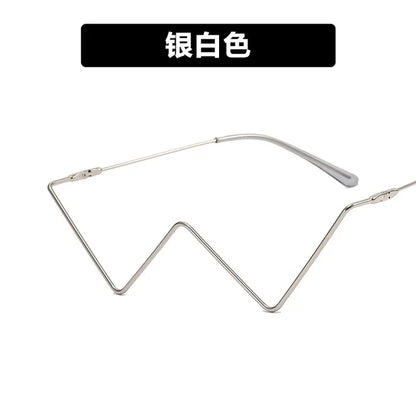 Unique Diamond-Decorated Half-Metal Frame Glasses