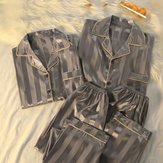 Couple Luxury Silk Pajamas Sets - Blaq Aesthetics