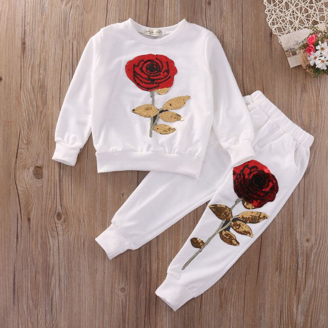 Fashion Girls Kids Rose Flower Outfits - Blaq Aesthetics