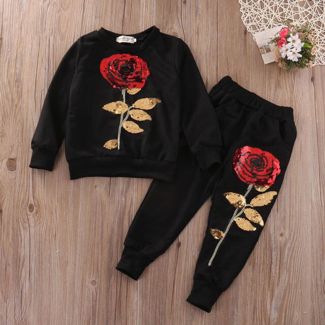 Fashion Girls Kids Rose Flower Outfits - Blaq Aesthetics