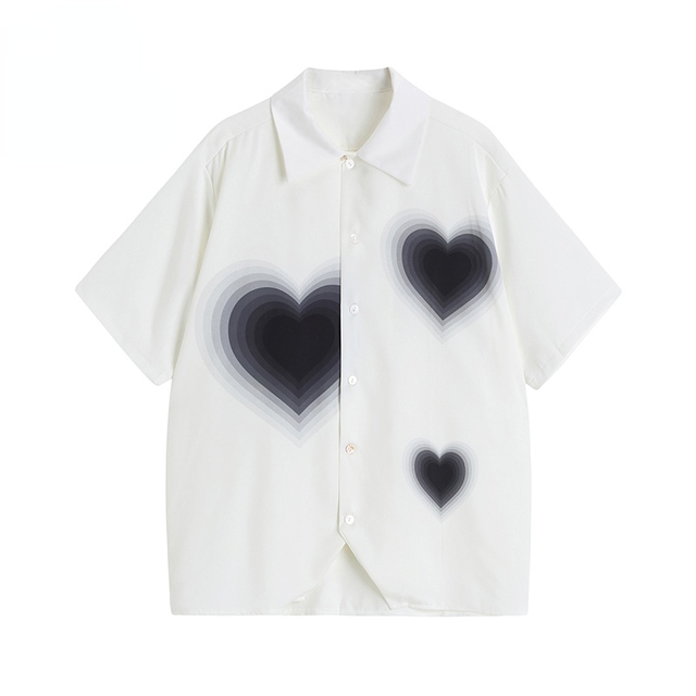 Heart Printed Loose Shirts - Blaq Aesthetics