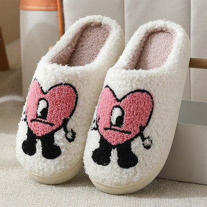 Love Heart Fluffy Slippers - Blaq Aesthetics