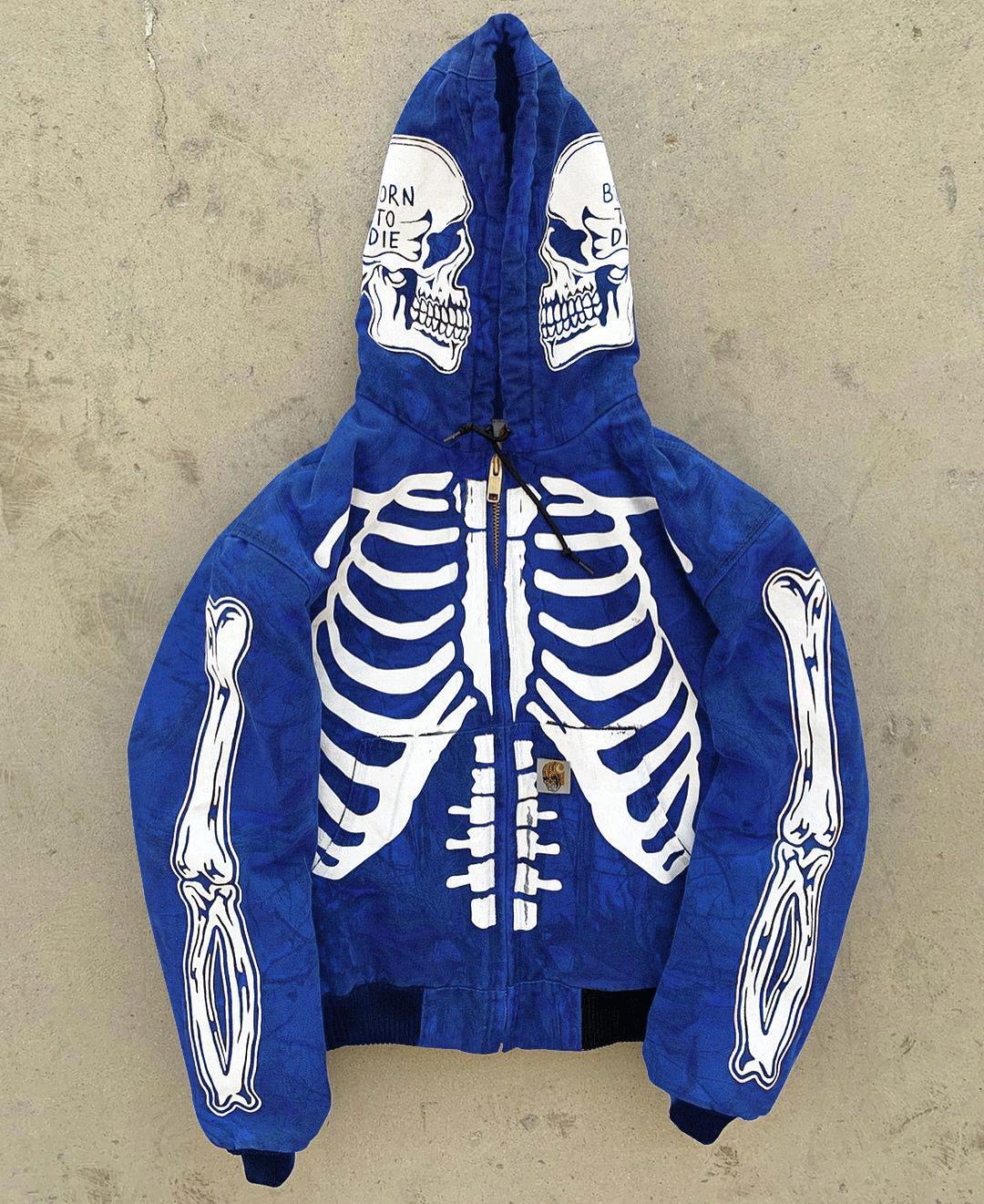 Men's Skeleton Hoodie Custom Full Face Zip Blaq Aesthetics