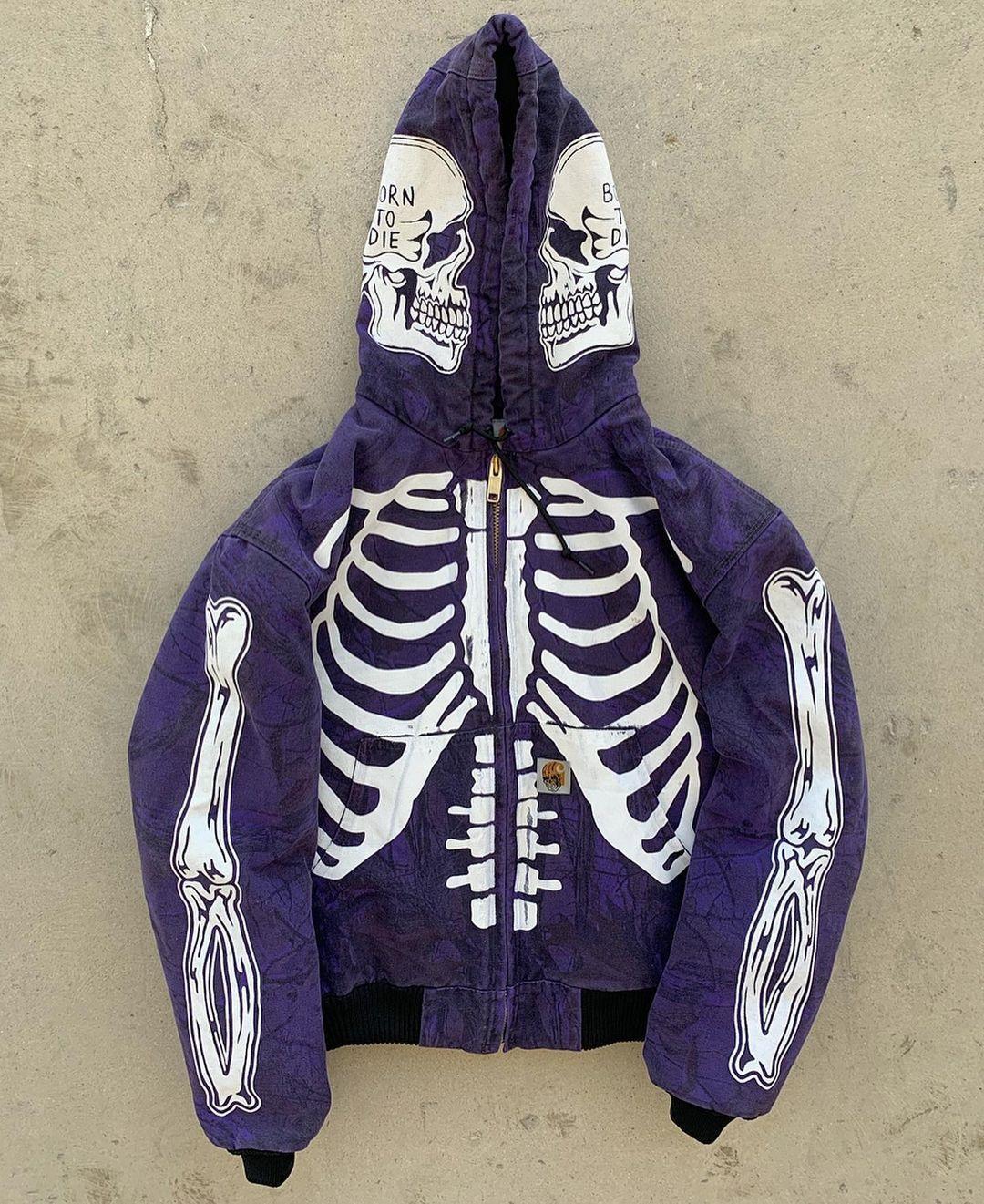 Men's Skeleton Hoodie Custom Full Face Zip Blaq Aesthetics