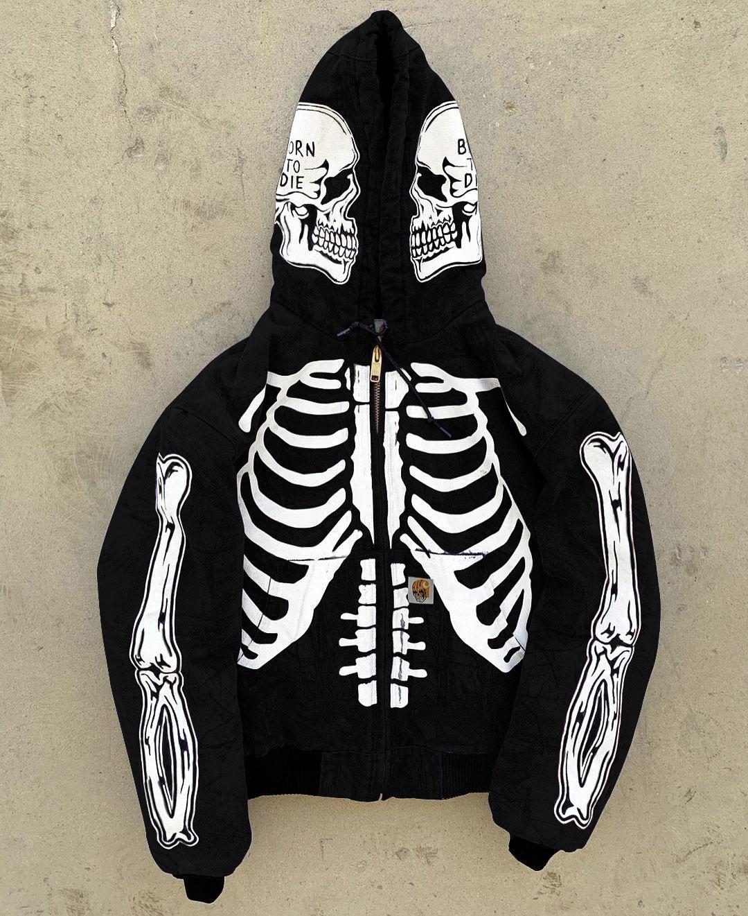 Men's Skeleton Hoodie Custom Full Face Zip Blaq Aesthetics