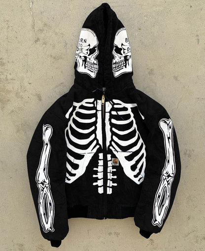 Men's Skeleton Hoodie Custom Full Face Zip Blaq Aesthetics