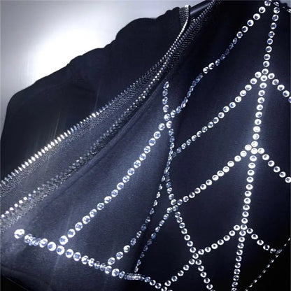 Y2K Rhinestone Autumn Goth Hoodie