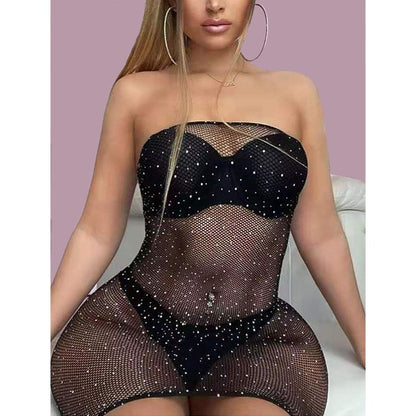 Sexy Bodysuit Diamond Fishnet - Blaq Aesthetics