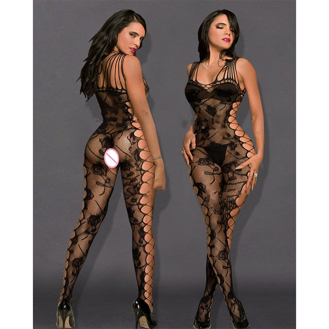 Sexy Bodysuit Diamond Fishnet - Blaq Aesthetics