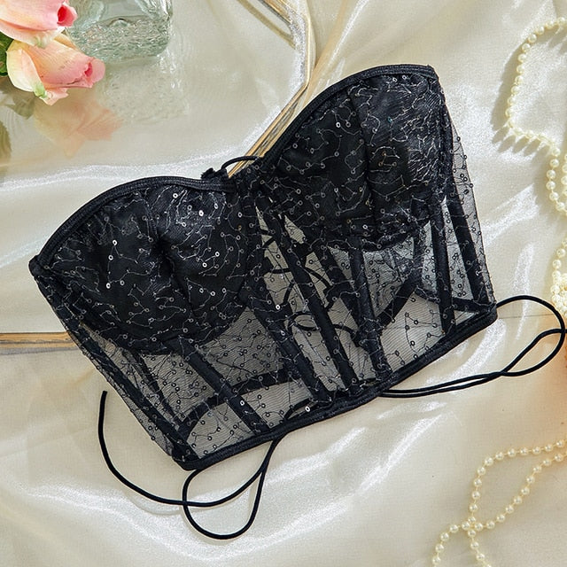 Sexy Corset Bustier Mesh Bralet - Blaq Aesthetics