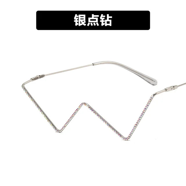 Unique Diamond-Decorated Half-Metal Frame Glasses