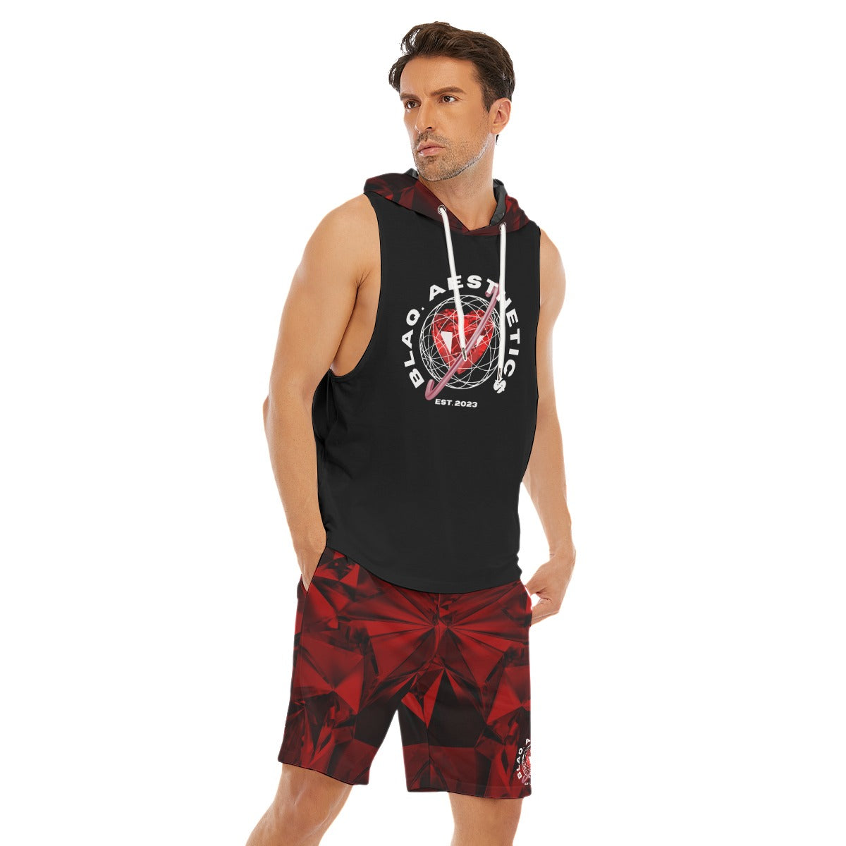 All-Over Print Men's Sleeveless Vest And Shorts Set Blaq Aesthetics