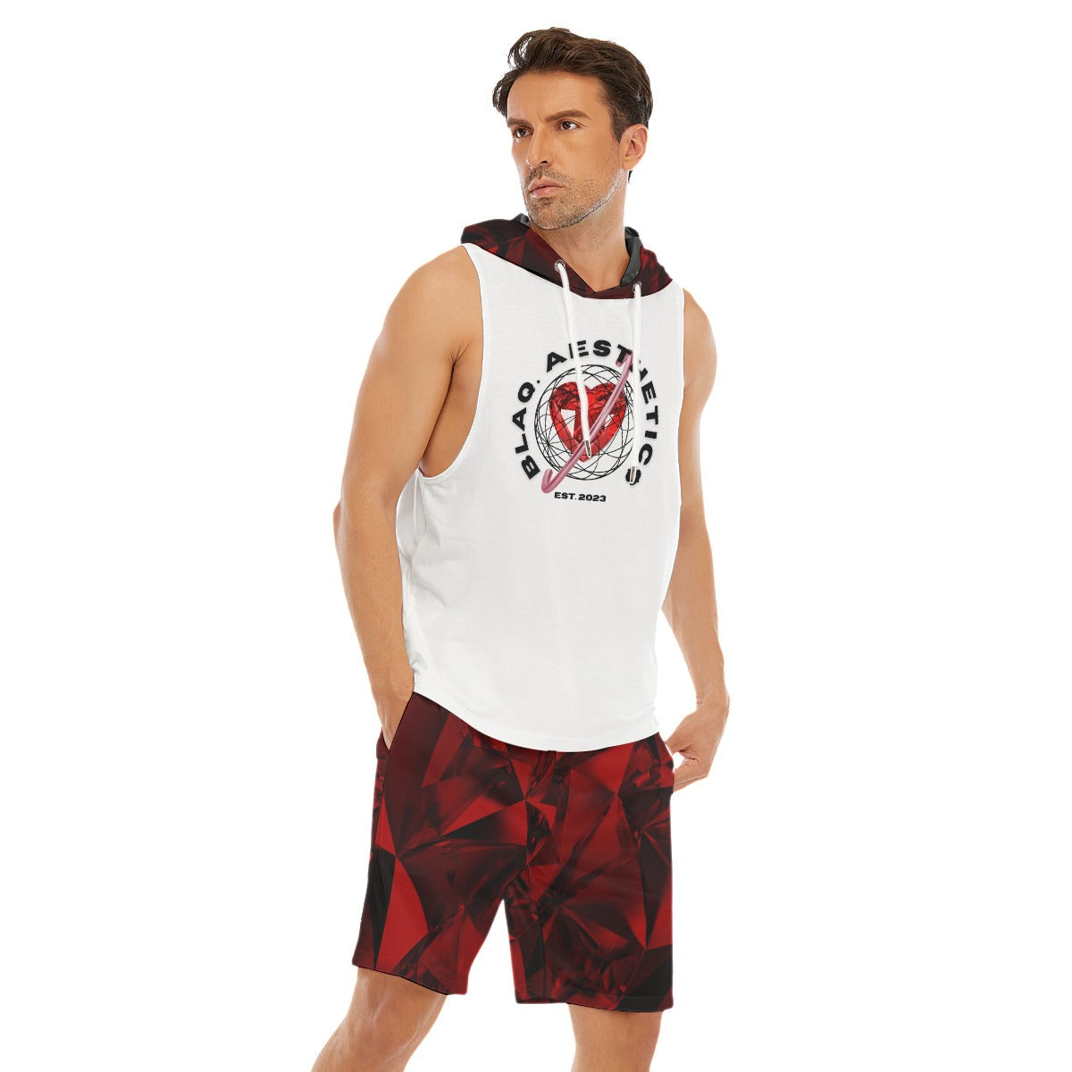 BA Original Red Diamond Sleeveless Vest And Shorts Set Blaq Aesthetics