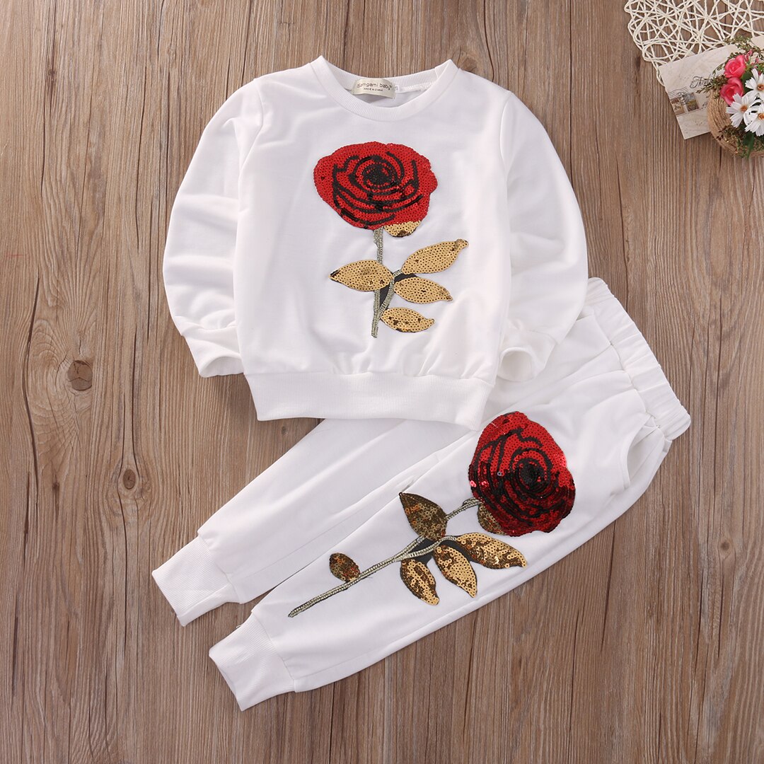 Fashion Girls Kids Rose Flower Outfits - Blaq Aesthetics