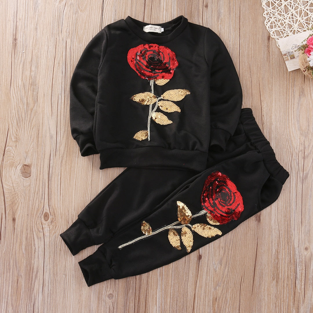 Fashion Girls Kids Rose Flower Outfits - Blaq Aesthetics