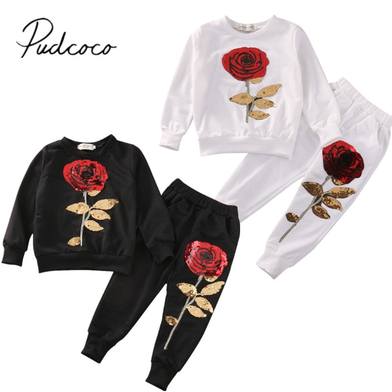 Fashion Girls Kids Rose Flower Outfits - Blaq Aesthetics