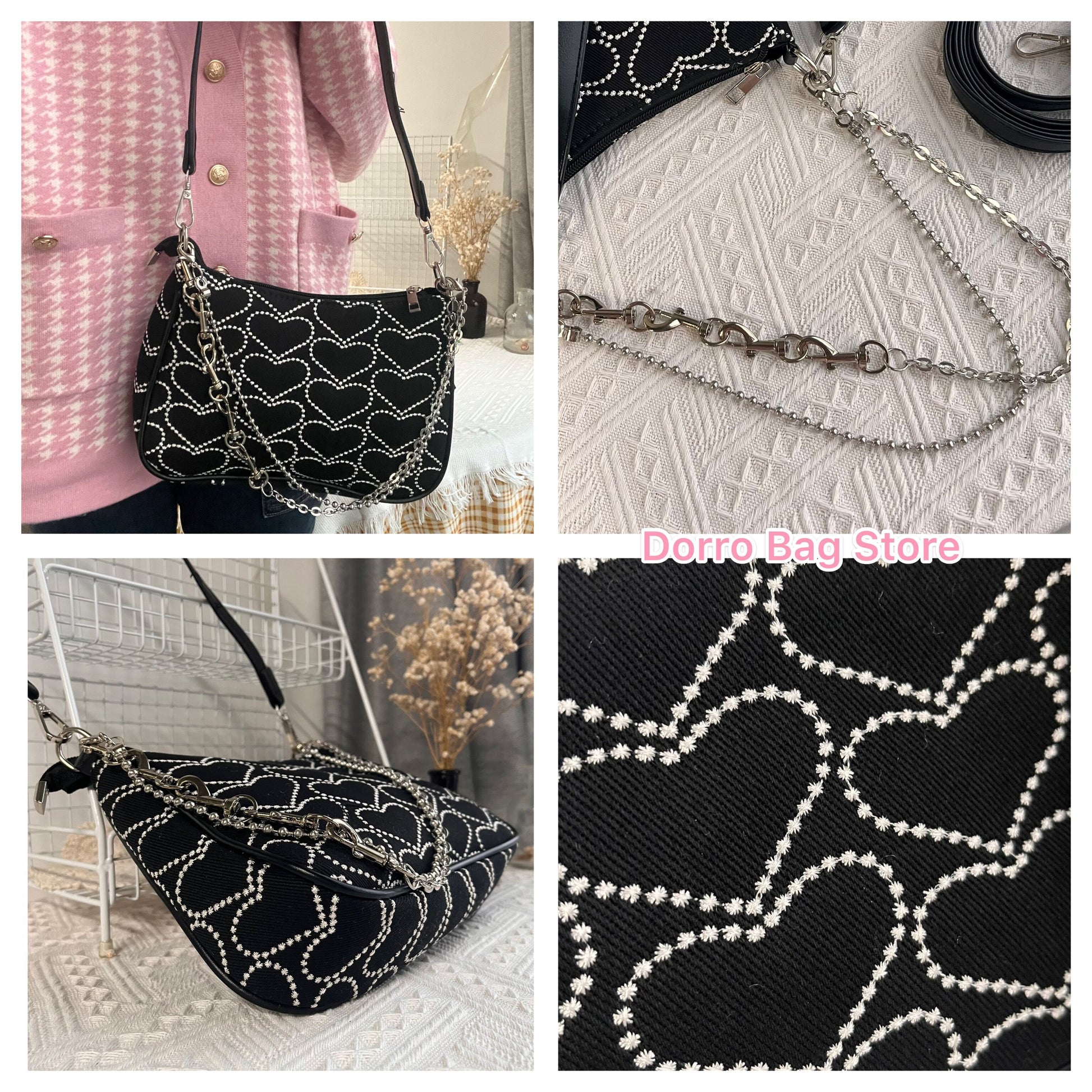 Heart Pattern Shoulder Bag - Blaq Aesthetics