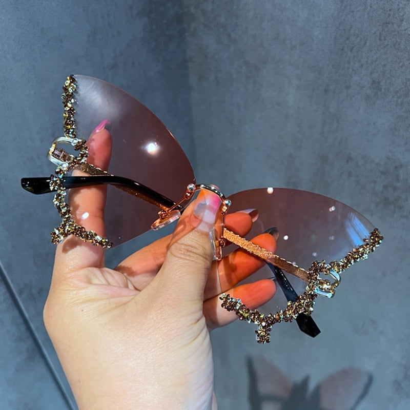 Luxury y2k Diamond Butterfly Sunglasses Blaq Aesthetics