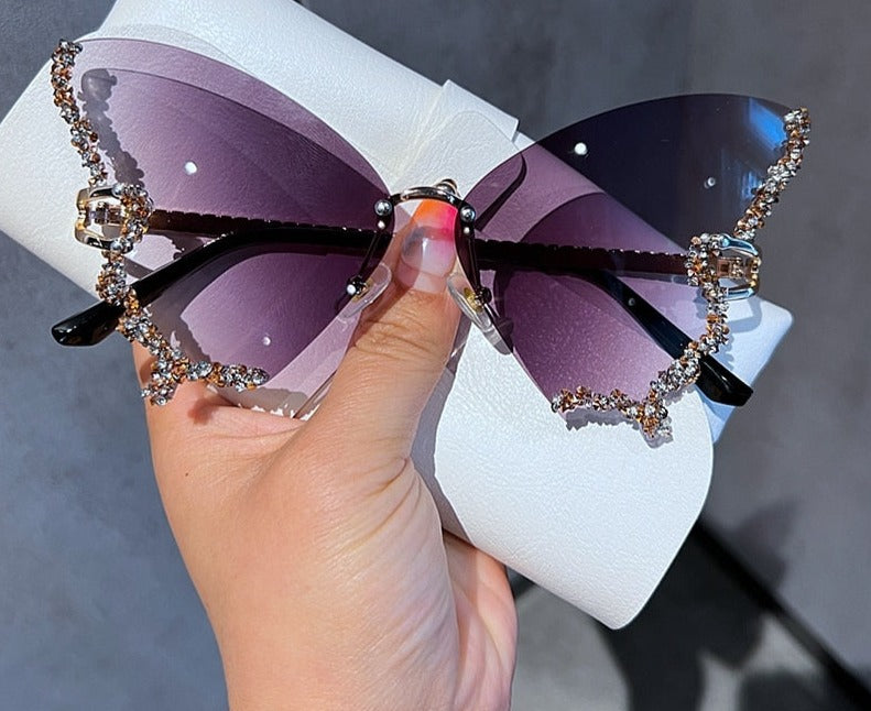 Luxury y2k Diamond Butterfly Sunglasses Blaq Aesthetics