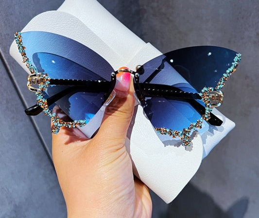 Luxury y2k Diamond Butterfly Sunglasses Blaq Aesthetics