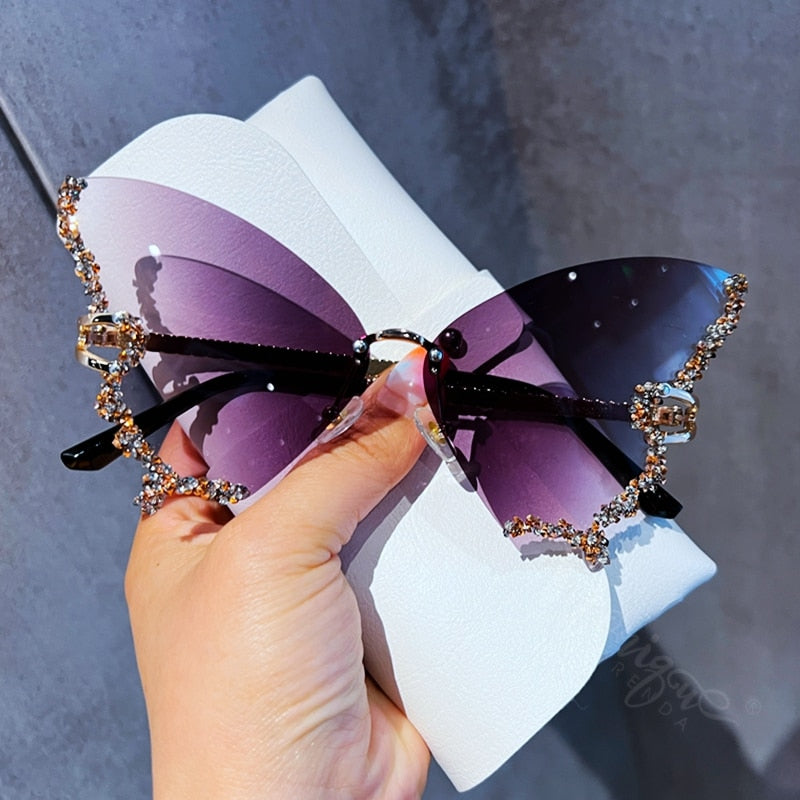 Luxury y2k Diamond Butterfly Sunglasses Blaq Aesthetics