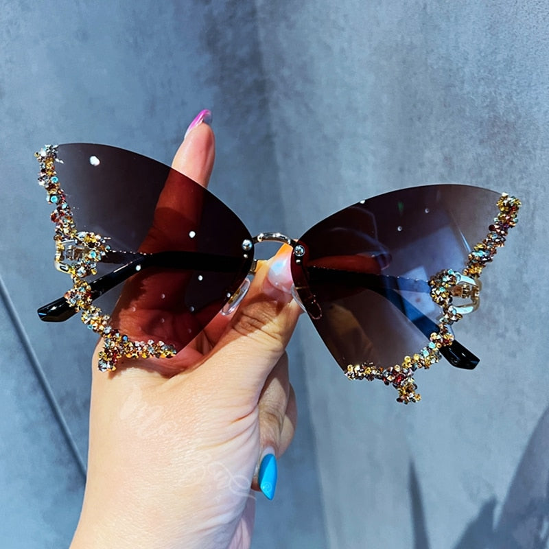 Luxury y2k Diamond Butterfly Sunglasses Blaq Aesthetics