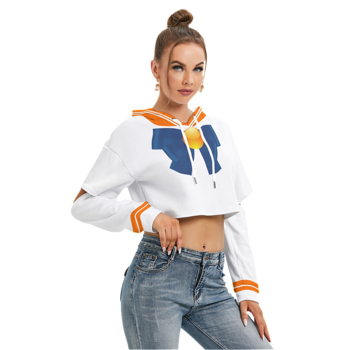 Orange Sailor Hollow sleeve Hoodie Blaq Aesthetics