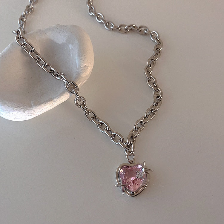 Peach Heart Pendant Necklace - Blaq Aesthetics