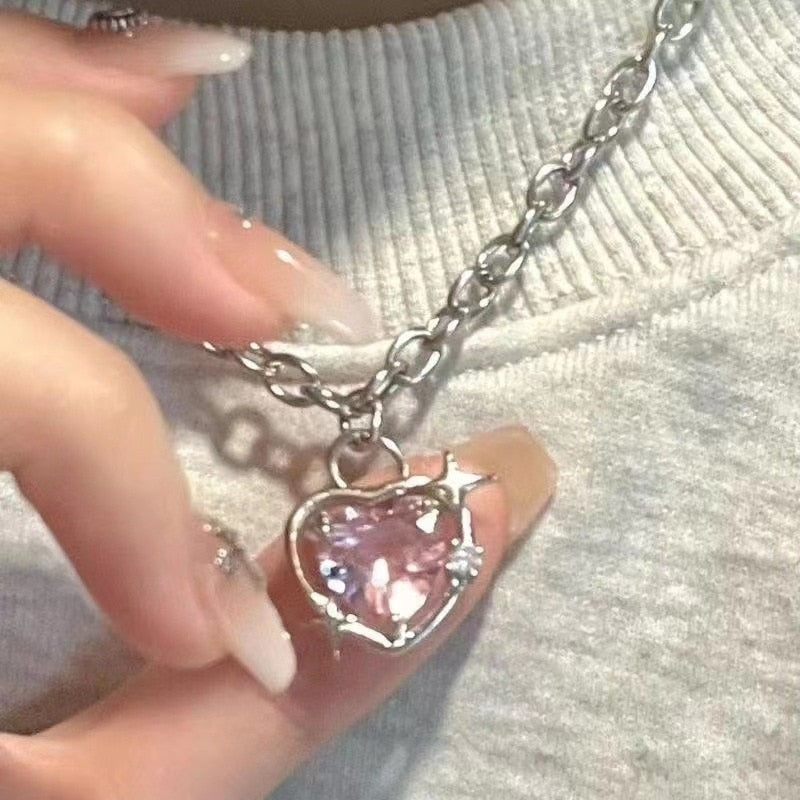 Peach Heart Pendant Necklace - Blaq Aesthetics