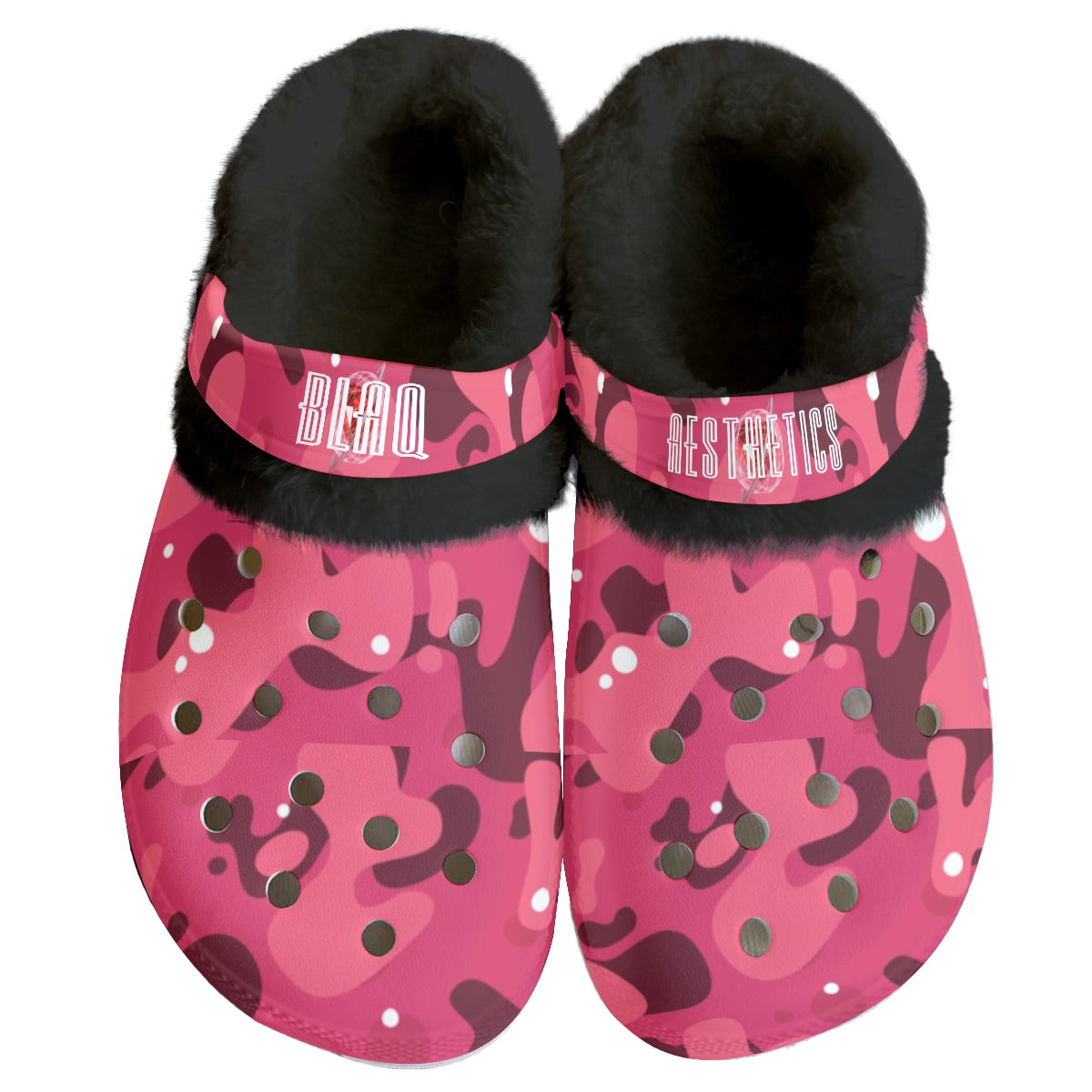 Pink Army fur Slippers - Blaq Aesthetics