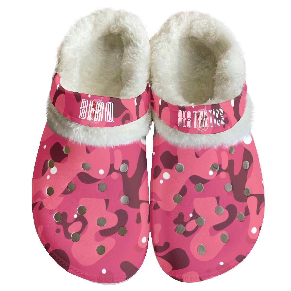 Pink Army fur Slippers - Blaq Aesthetics