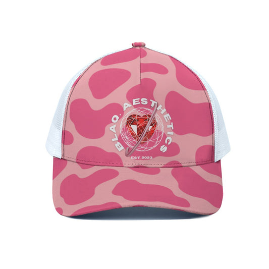 Pink Cow-Print Snapback - Blaq Aesthetics