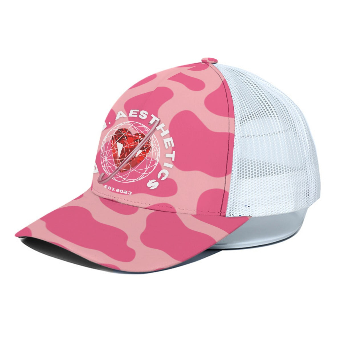 Pink Cow-Print Snapback - Blaq Aesthetics