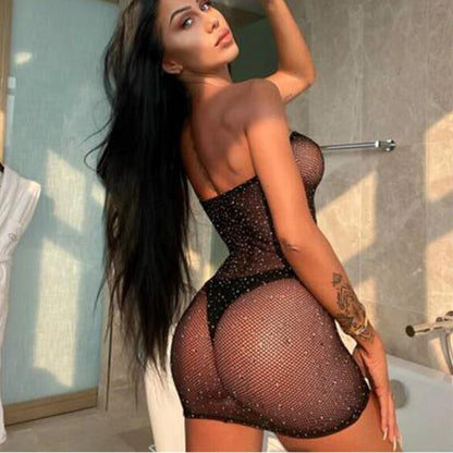 Sexy Bodysuit Diamond Fishnet - Blaq Aesthetics