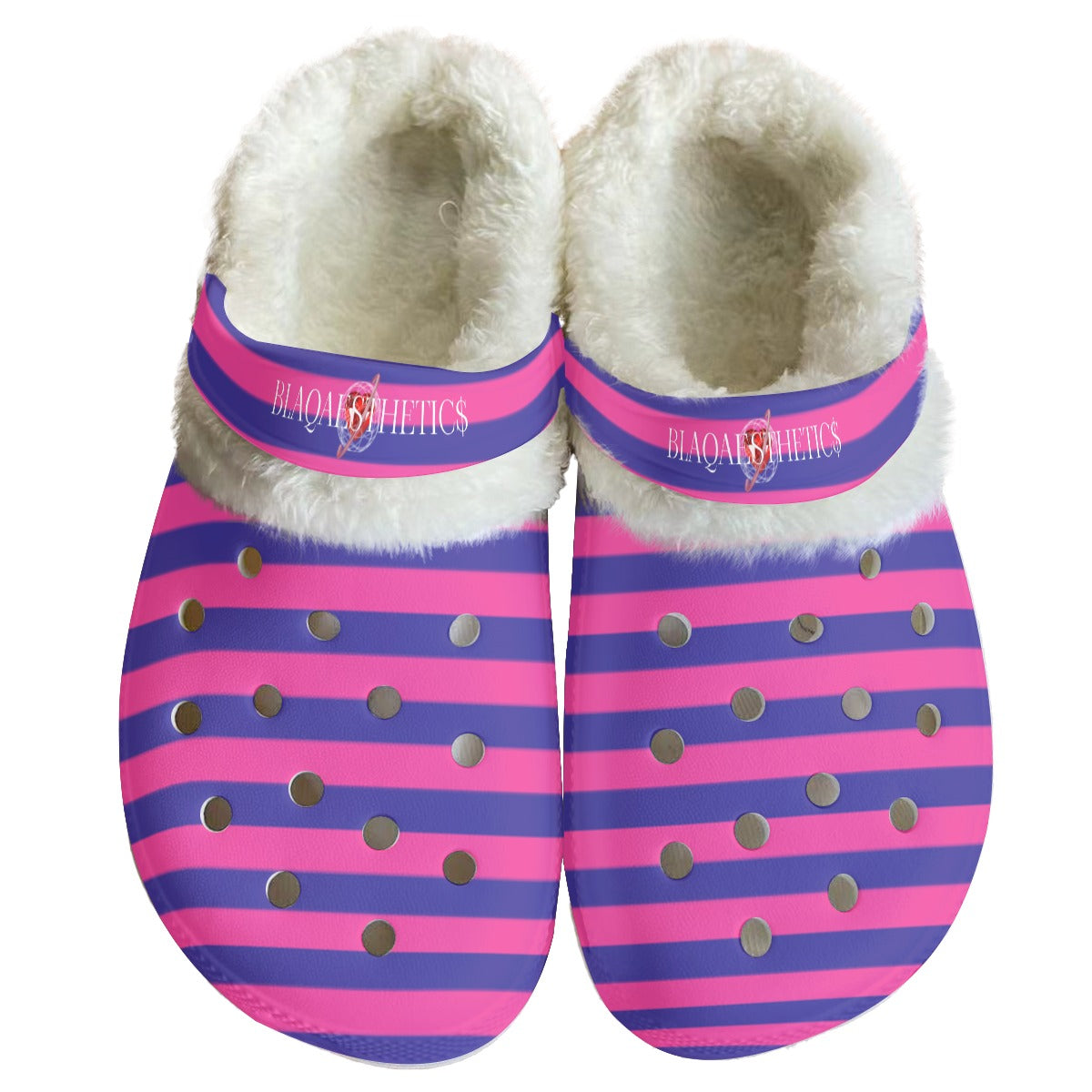 Striped fur Slippers - Blaq Aesthetics