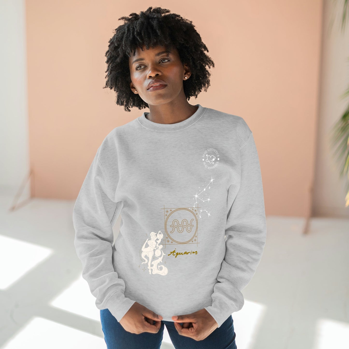 Unisex Premium Zodiac Crewneck Sweatshirt (Aquarius) Blaq Aesthetics