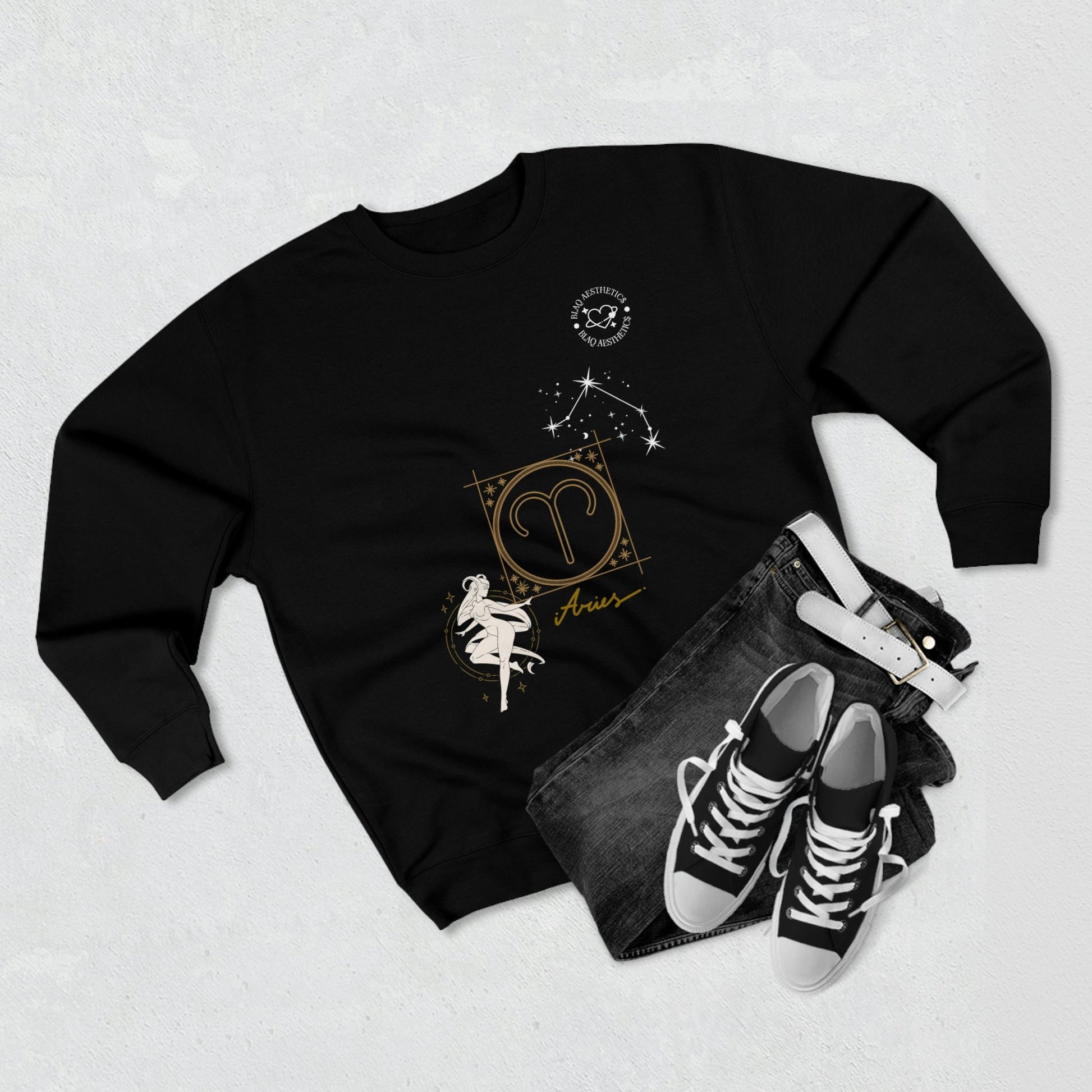 Unisex Premium Zodiac Crewneck Sweatshirt (Aries) Blaq Aesthetics