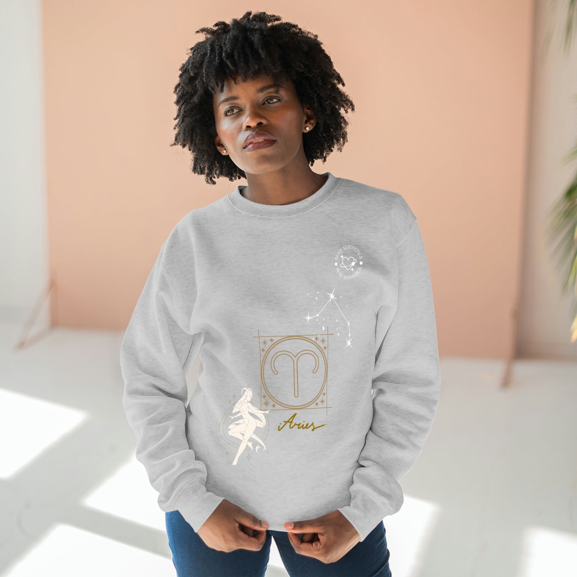 Unisex Premium Zodiac Crewneck Sweatshirt (Aries) Blaq Aesthetics