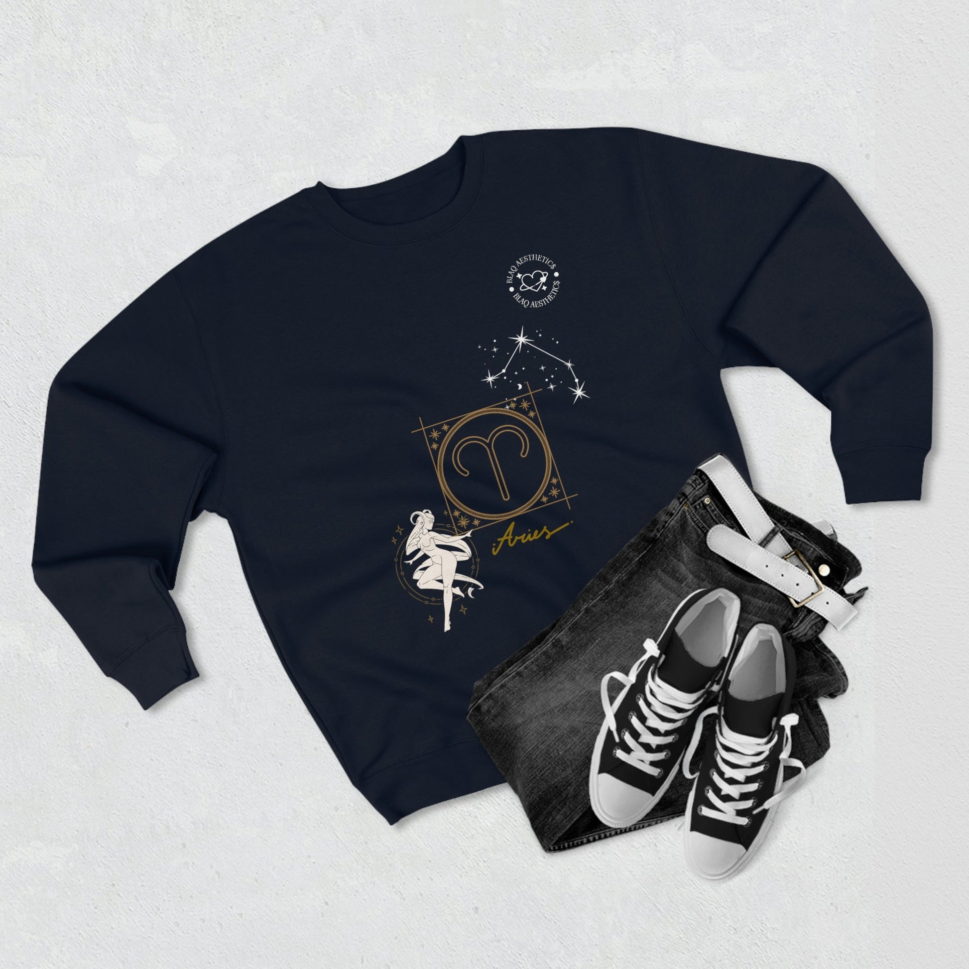 Unisex Premium Zodiac Crewneck Sweatshirt (Aries) Blaq Aesthetics