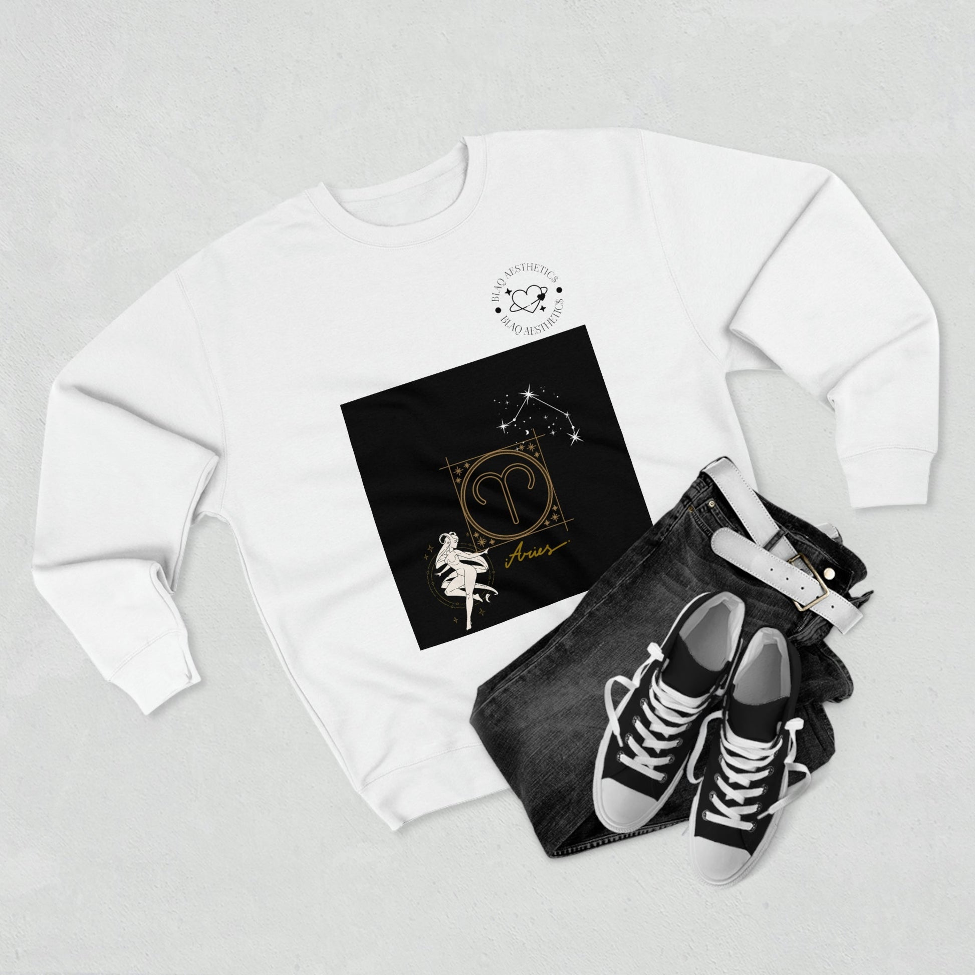 Unisex Premium Zodiac Crewneck Sweatshirt (Aries) Blaq Aesthetics