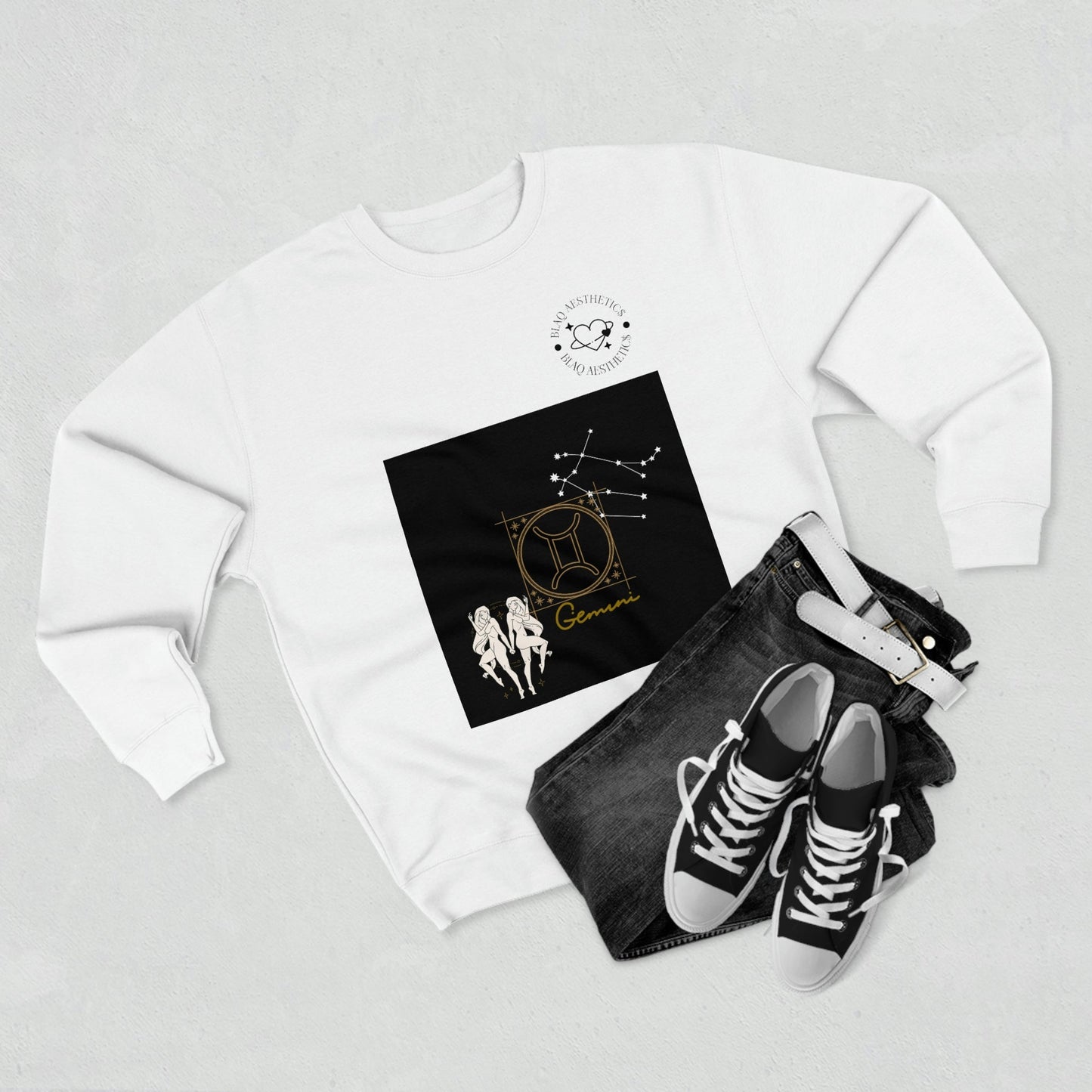 Unisex Premium Zodiac Crewneck Sweatshirt (Gemini) Blaq Aesthetics